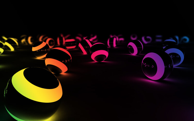 Glowing striped spheres