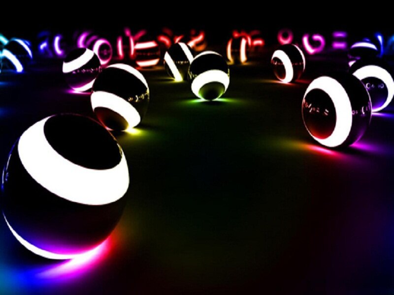 Glowing Striped Spheres — Black, Dark