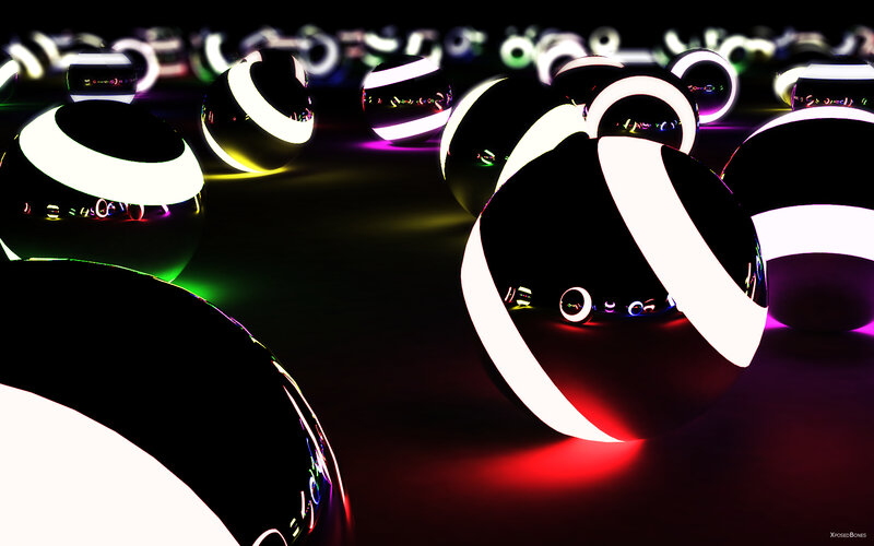 Glowing Striped Spheres — Black, Dramatic, 3d Render