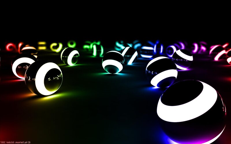 Glowing Striped Spheres — Black, Dramatic