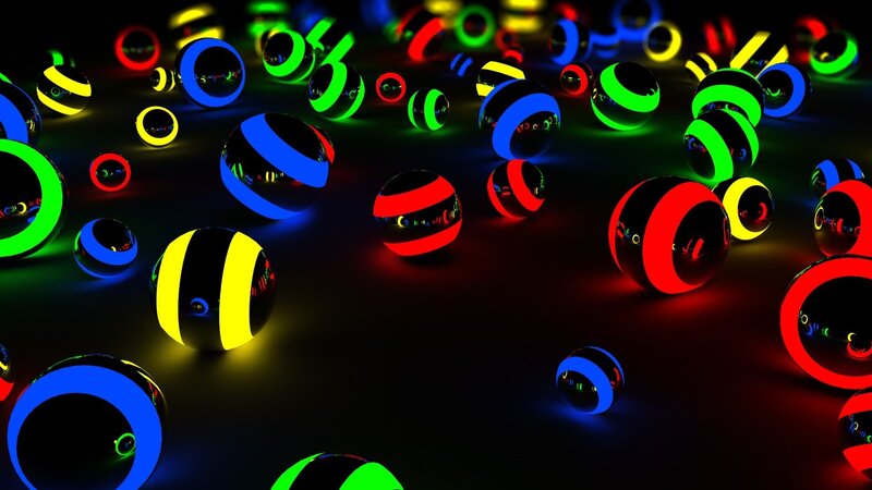 Glowing Striped Spheres — Black, Vibrant