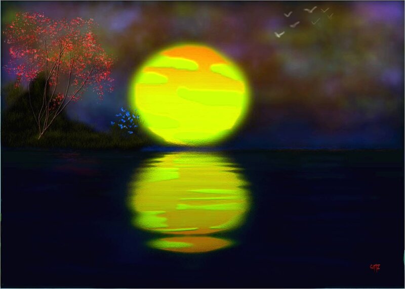 Glowing Sun over Water
