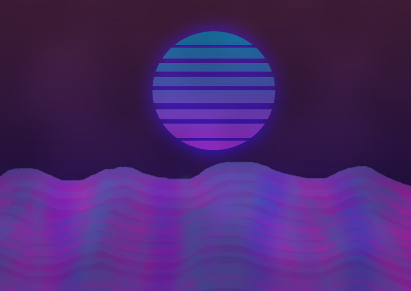 Glowing Sun over Waves