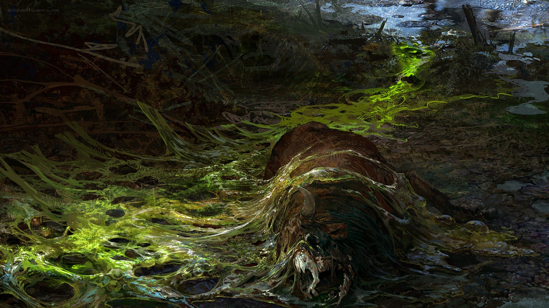 Glowing swamp creature
