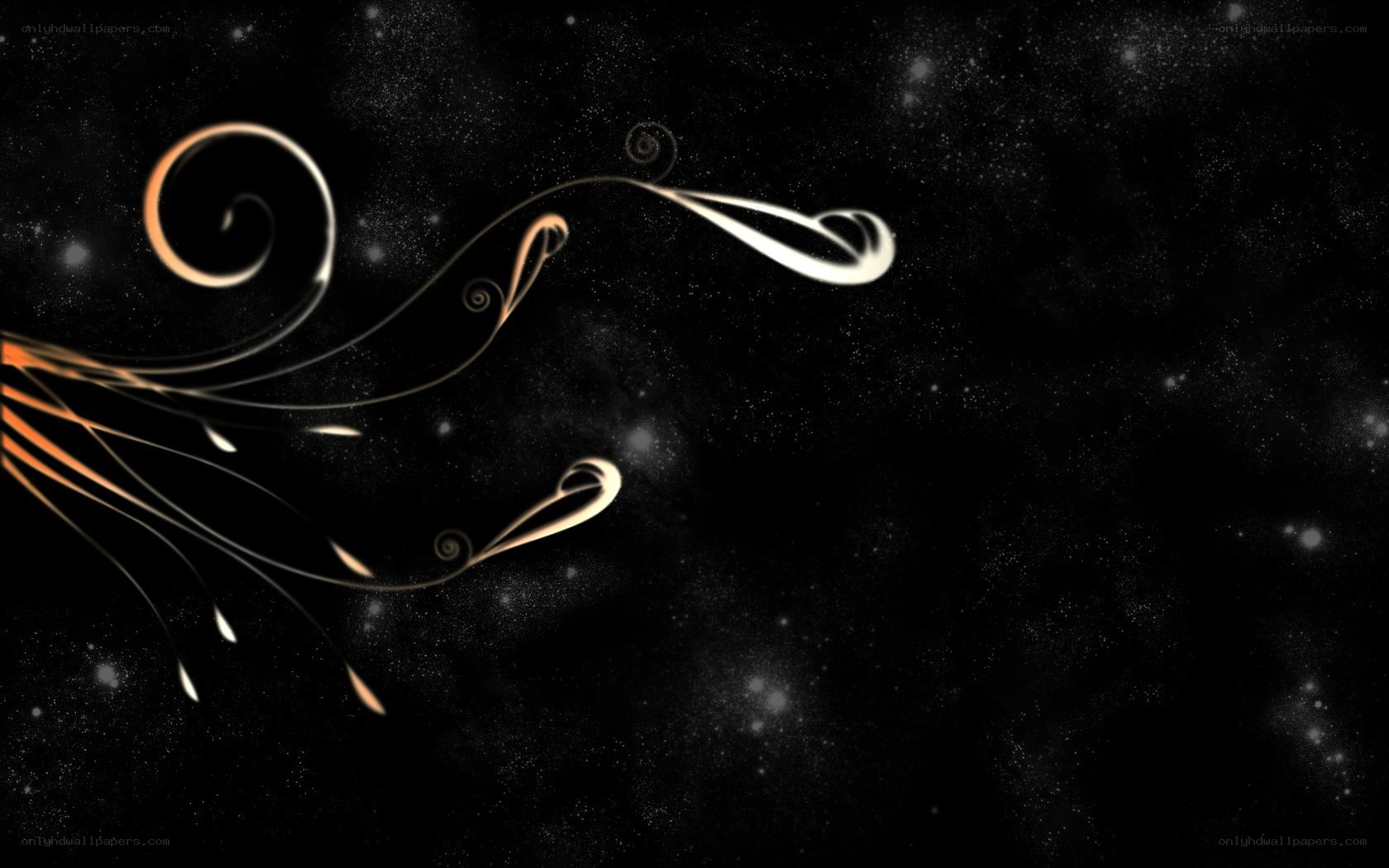 glowing swirls on starry background