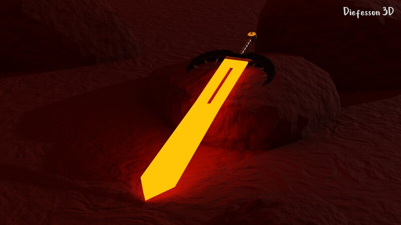Glowing Sword in Cave