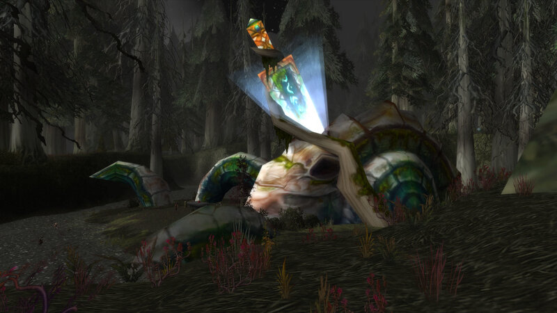 glowing sword in forest