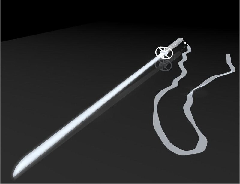 Glowing Sword on Dark Surface