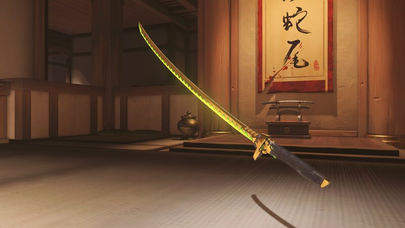 Glowing Sword on Floor — Green