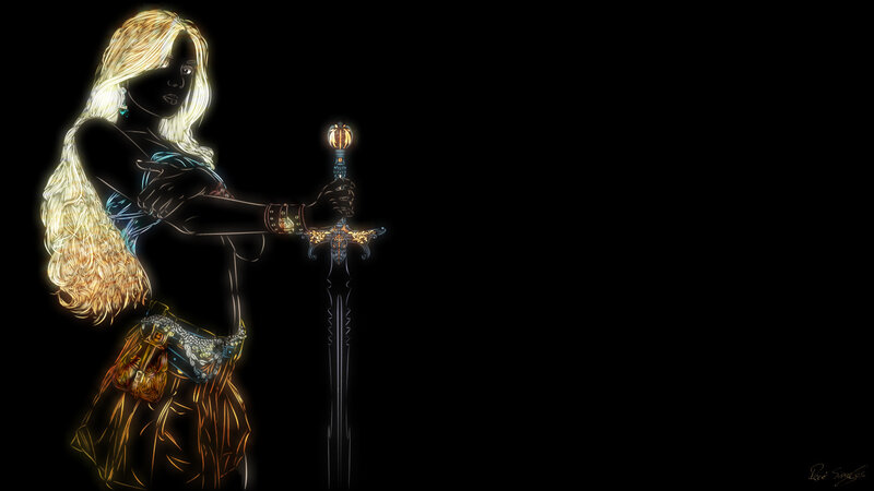 glowing sword warrior