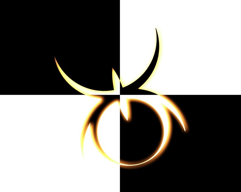 glowing symbol on black and white background