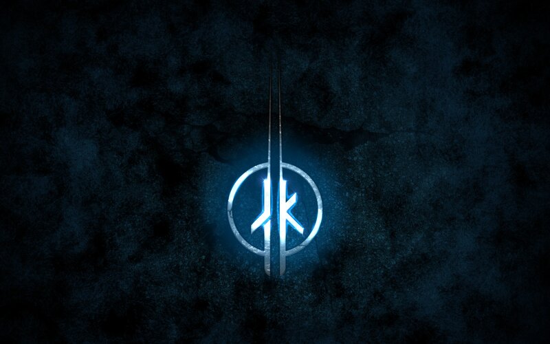 Glowing Symbol on Dark Wall — Blue