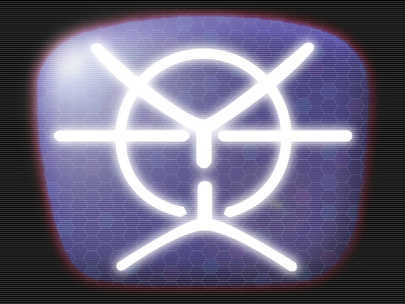 glowing symbol on digital screen