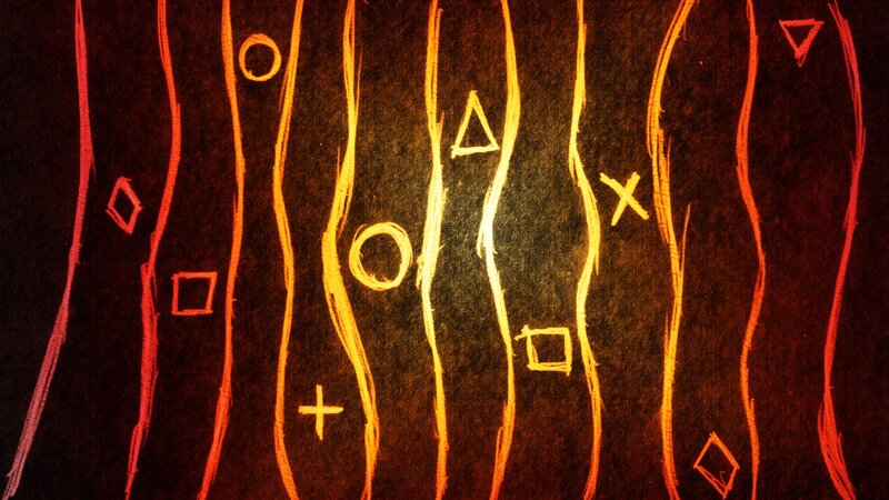 Glowing Symbols on Dark Surface