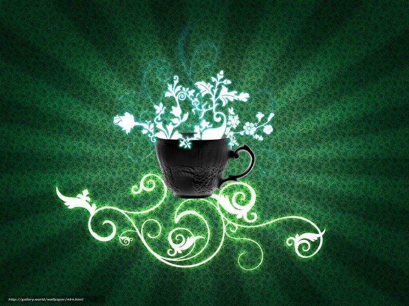 glowing tea cup with floral design
