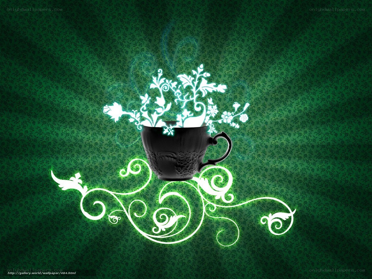 glowing tea cup with floral design