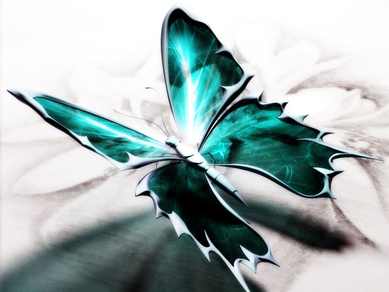 Glowing Teal Butterfly — Ethereal