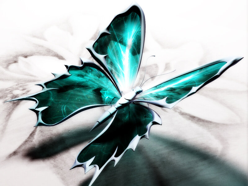 glowing teal butterfly