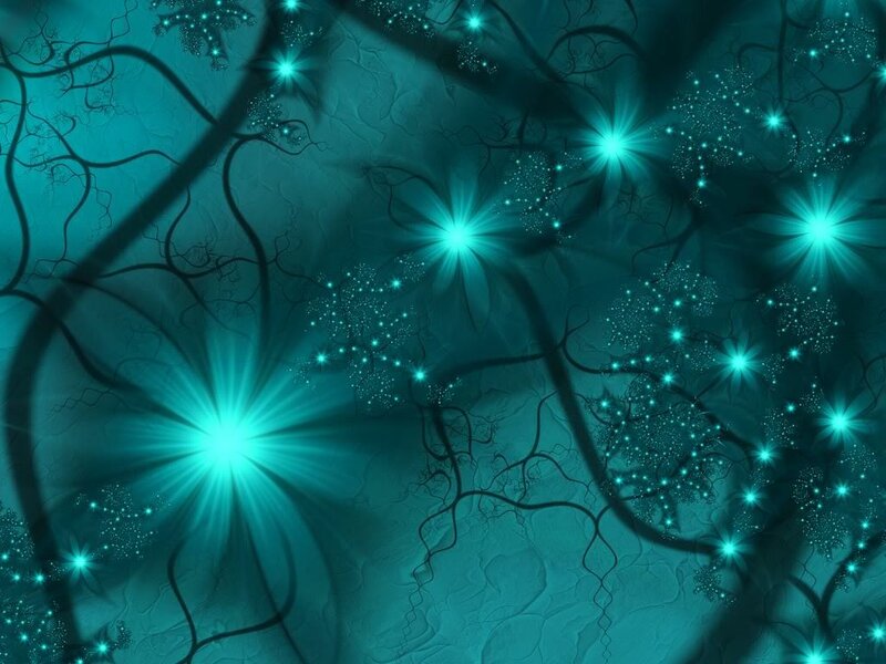 glowing teal fractal network