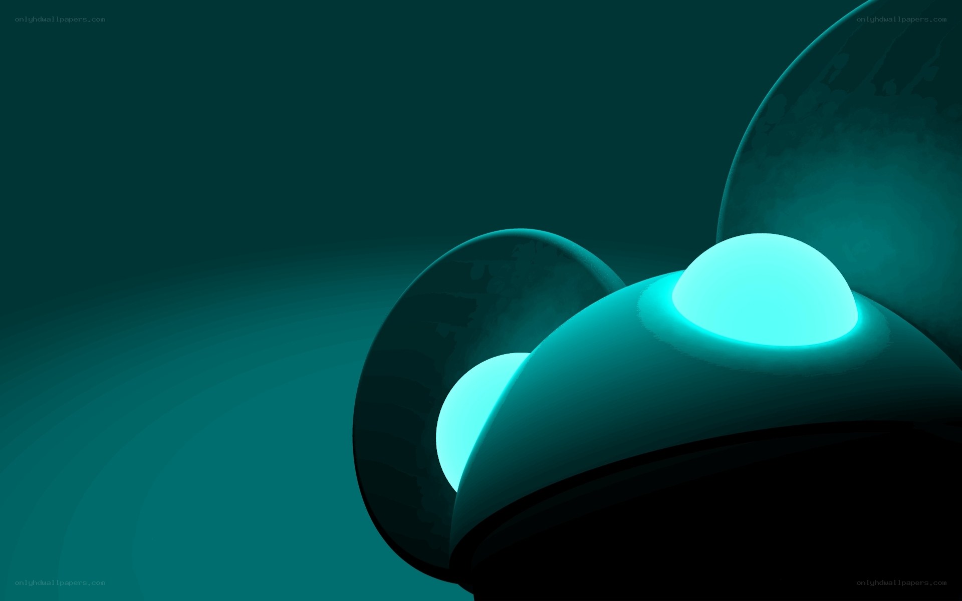 glowing teal spheres