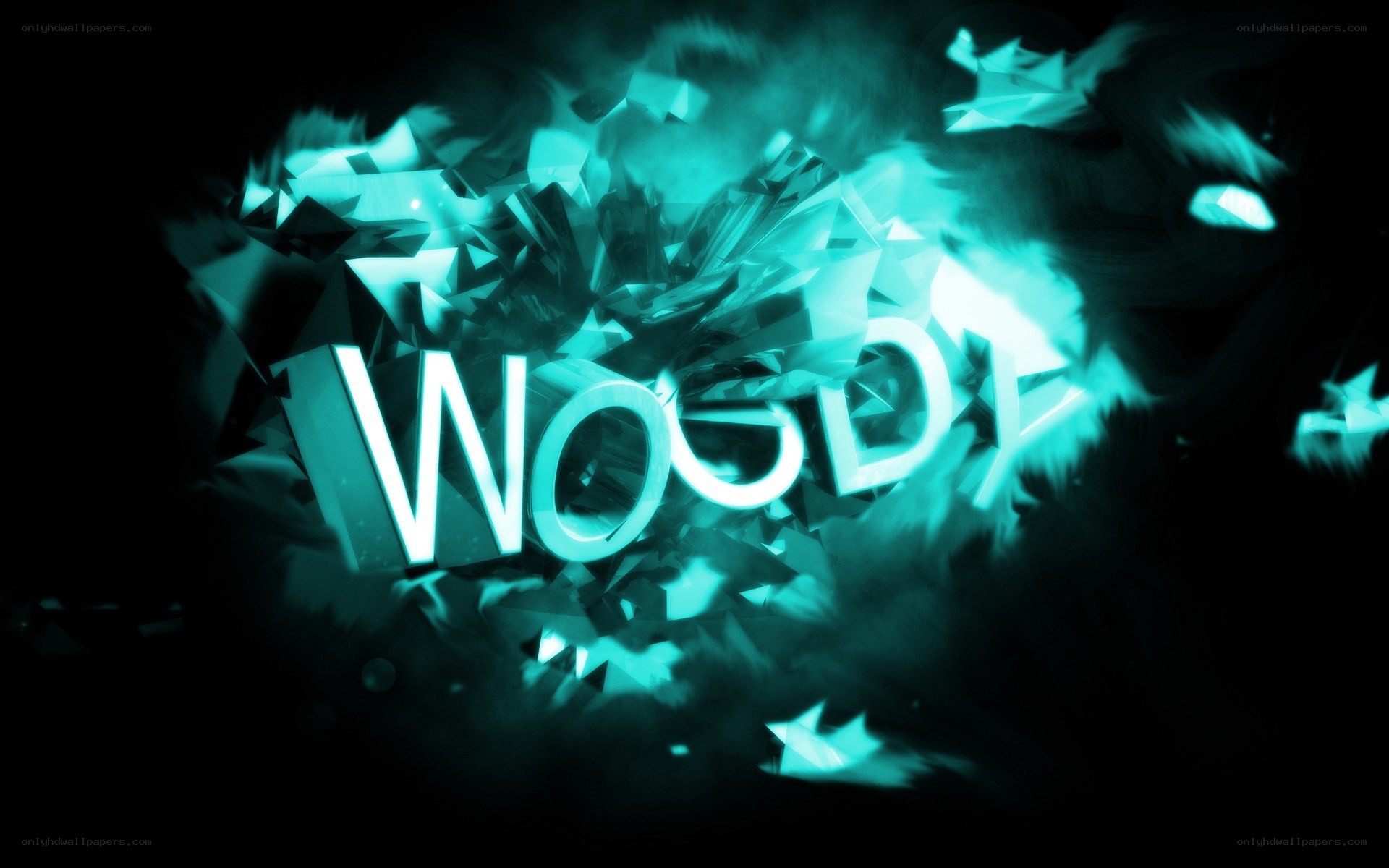 glowing teal text explosion