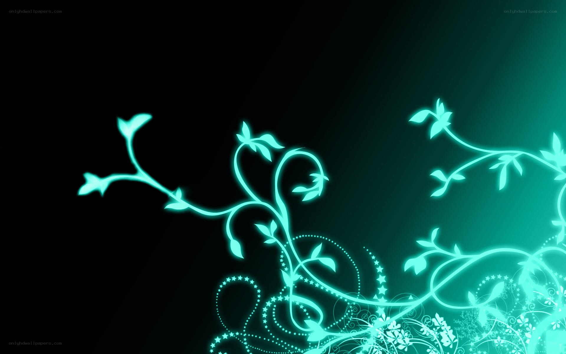 glowing teal vine design