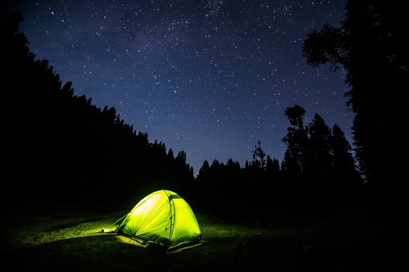 Glowing Tent under Stars — Green
