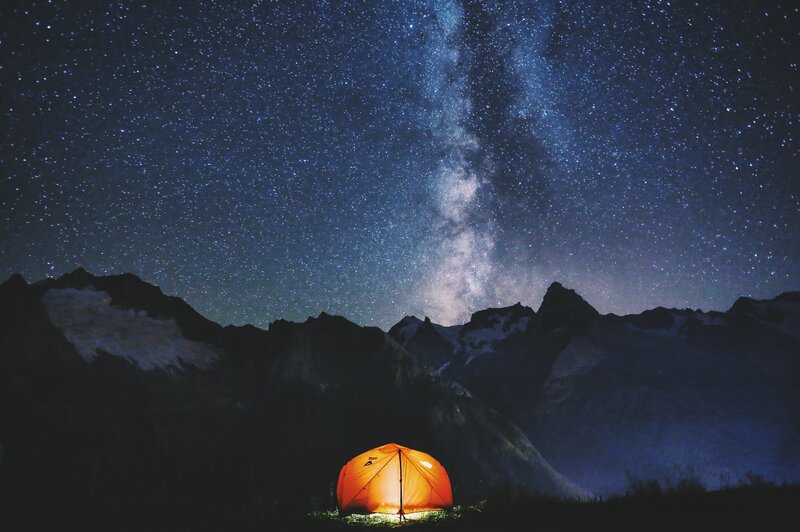 Glowing Tent under Stars — Orange