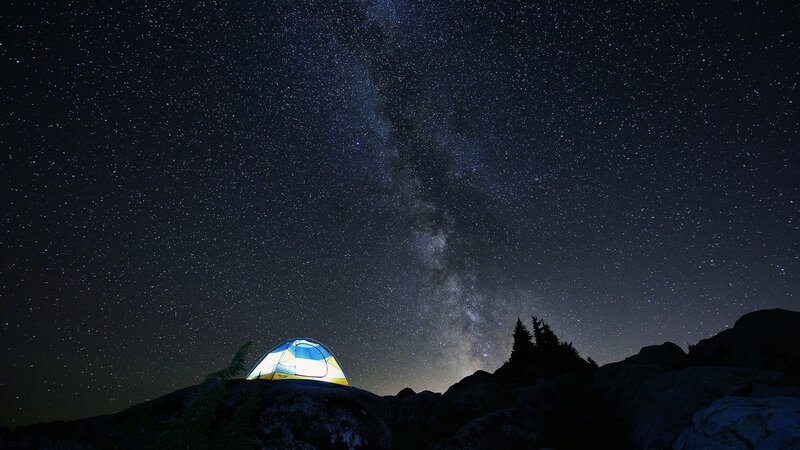 Glowing Tent under Stars