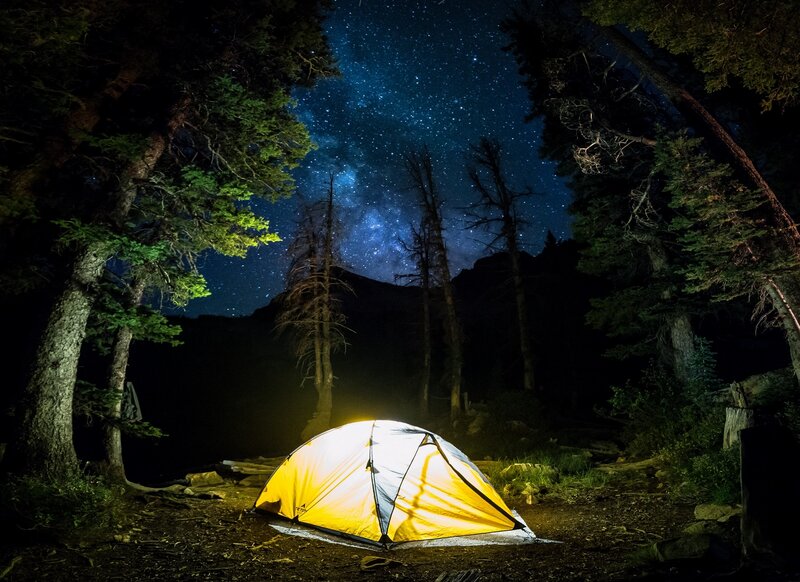 Glowing Tent under Stars — Yellow