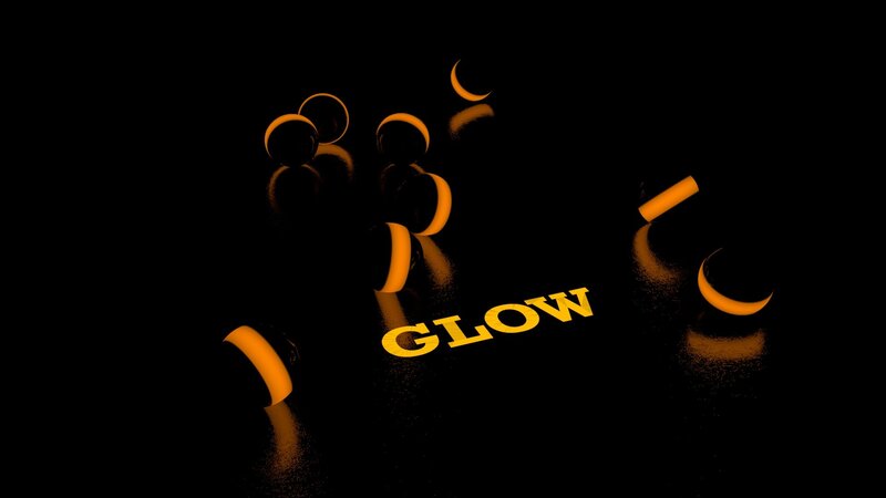 Glowing text and shapes