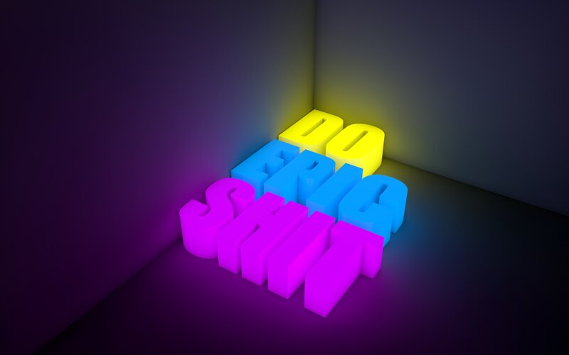 glowing text in a dark corner