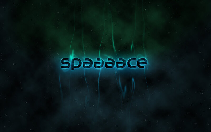 glowing text in space