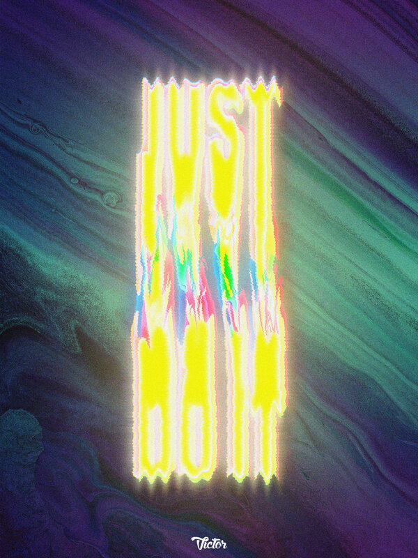 Glowing Text on Abstract Background — Yellow
