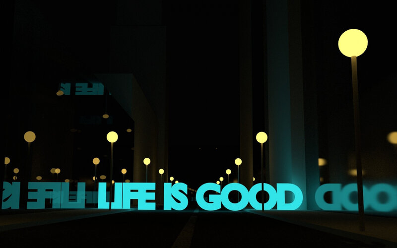 Glowing Text on Street