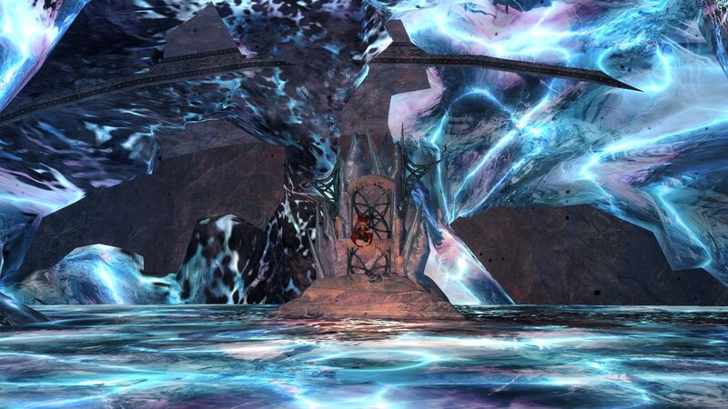 glowing throne in cavern