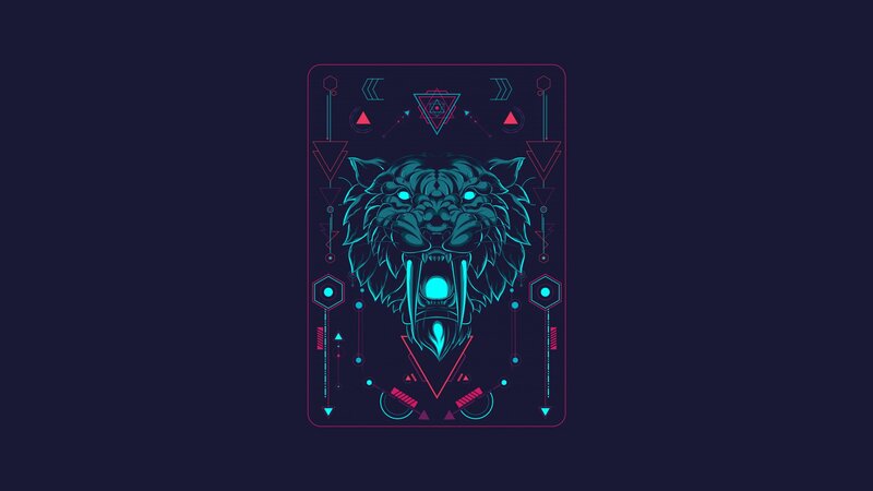 Glowing Tiger Head — Blue, Mystical