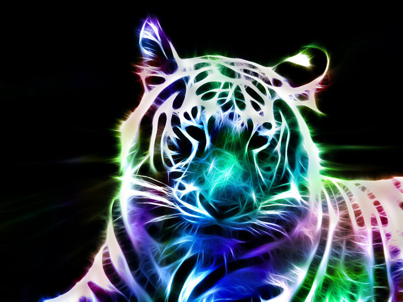 Glowing Tiger Head — Blue