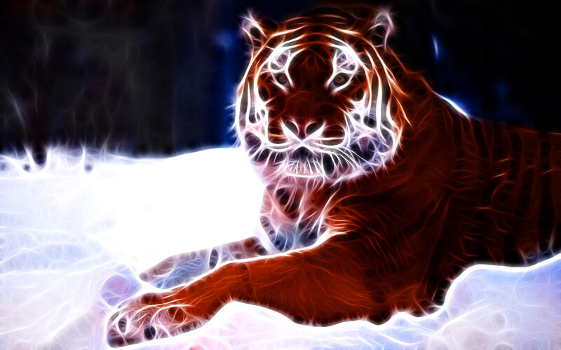 glowing tiger in digital art