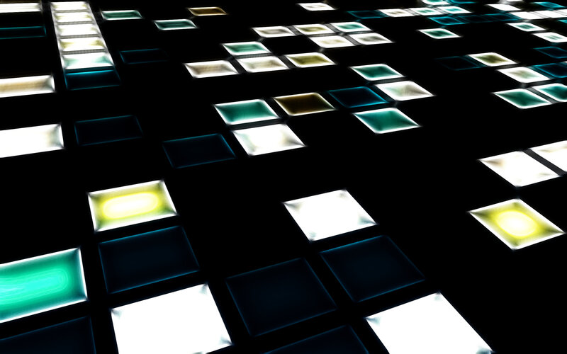 glowing tiles on dark surface