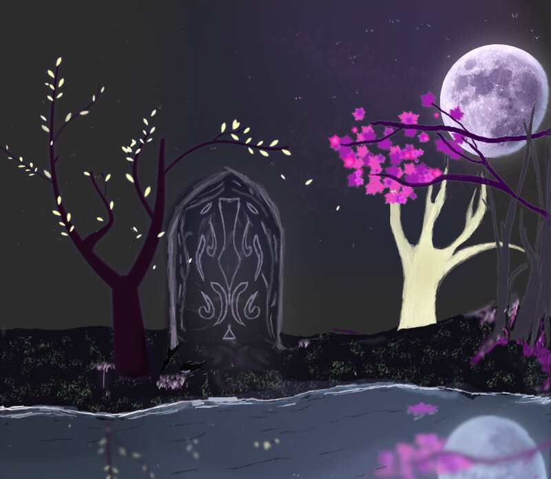 Glowing Tombstone in Forest