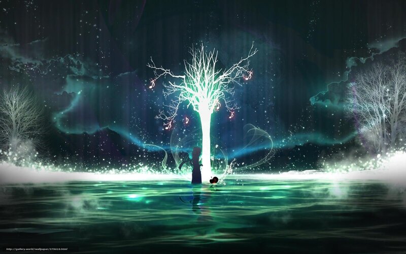 glowing tree in a dreamy landscape