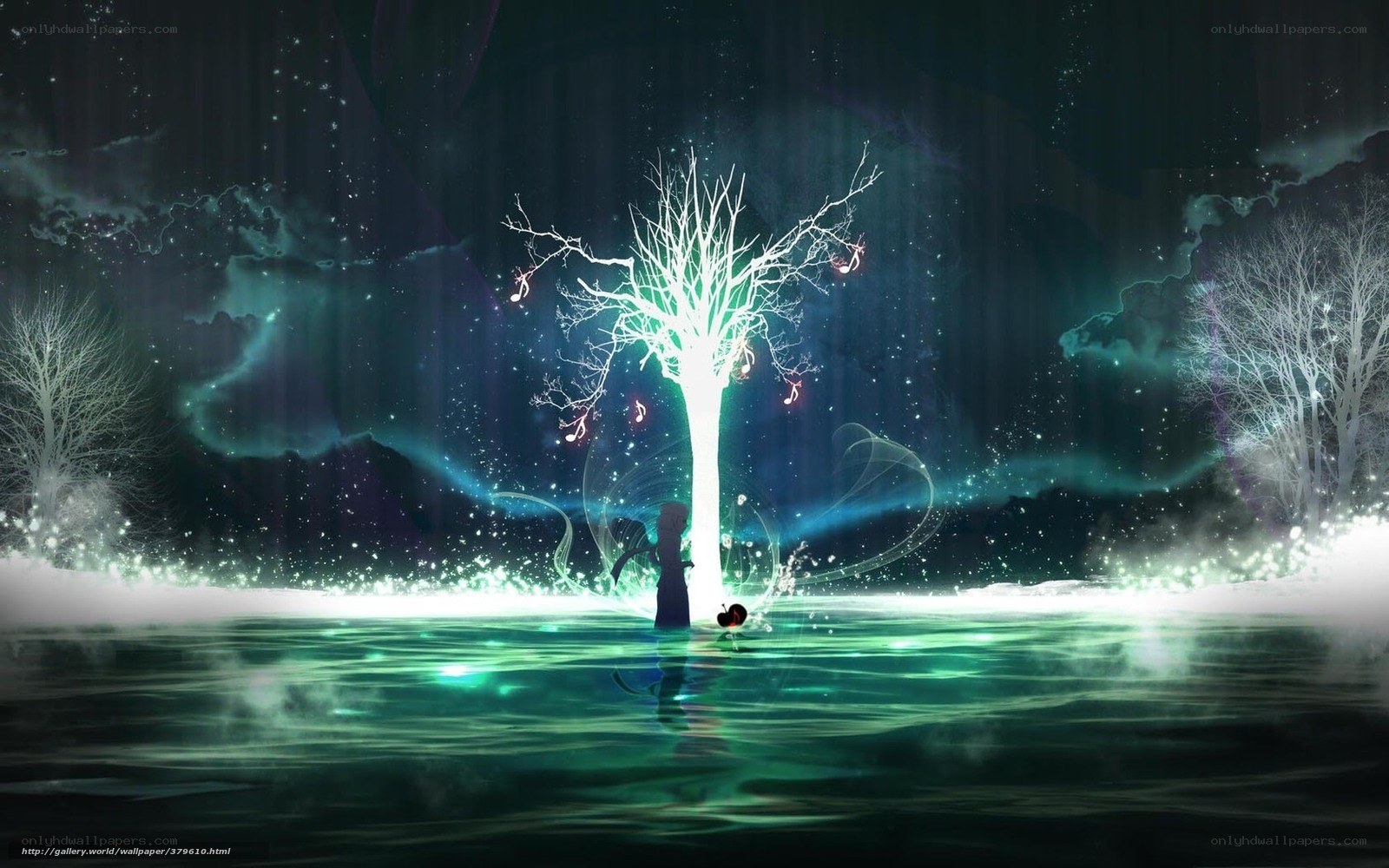 glowing tree in a dreamy landscape
