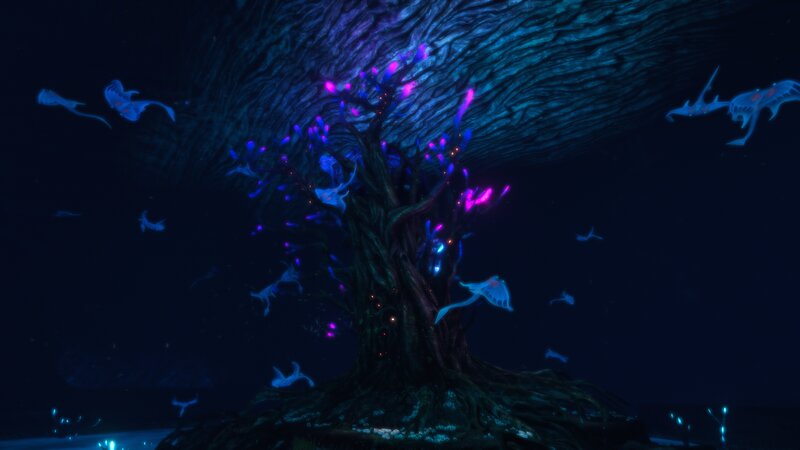 Glowing Tree in Dark Water