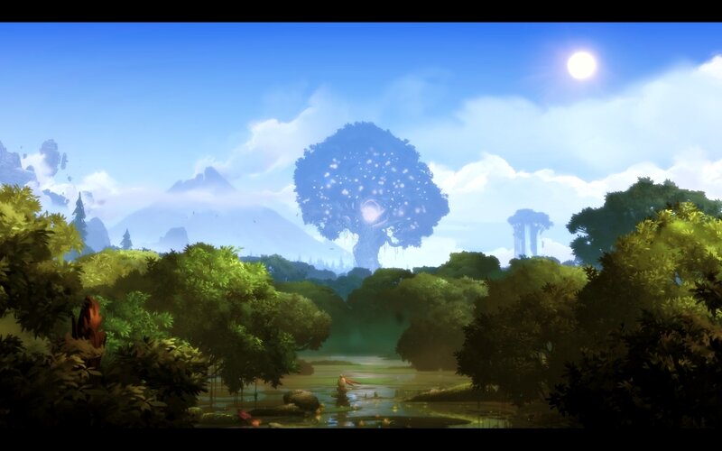 Glowing Tree in Forest — Blue, Serene, Afternoon
