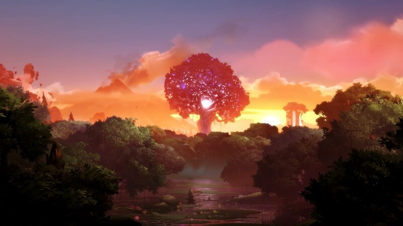 Glowing Tree in Forest — Orange