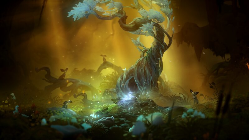 Glowing Tree in Forest — Yellow