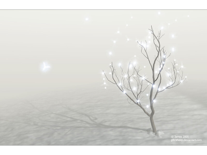 glowing tree in snow