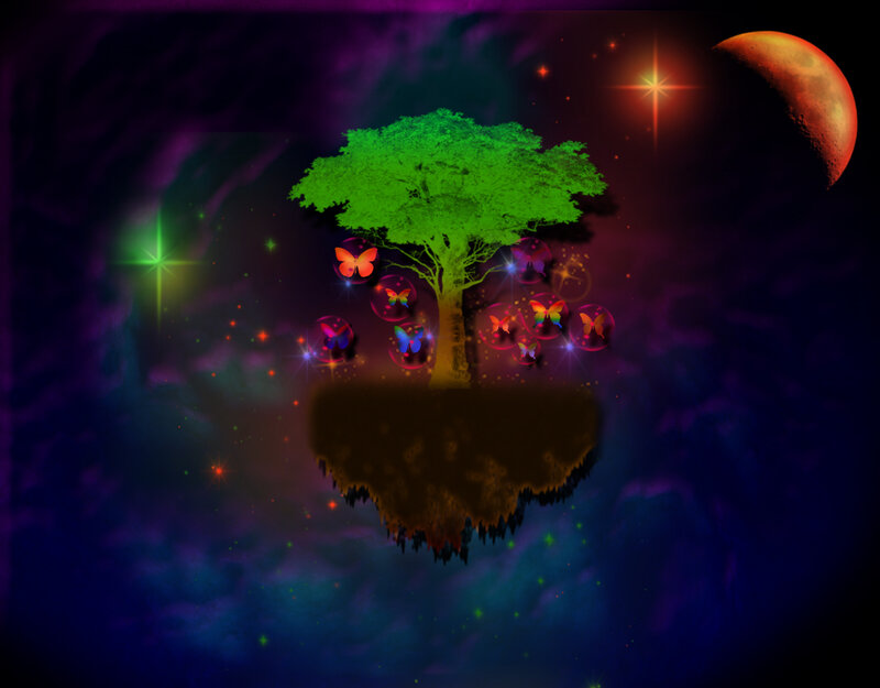Glowing Tree in Space