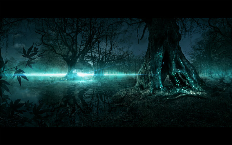 Glowing Tree in Swamp